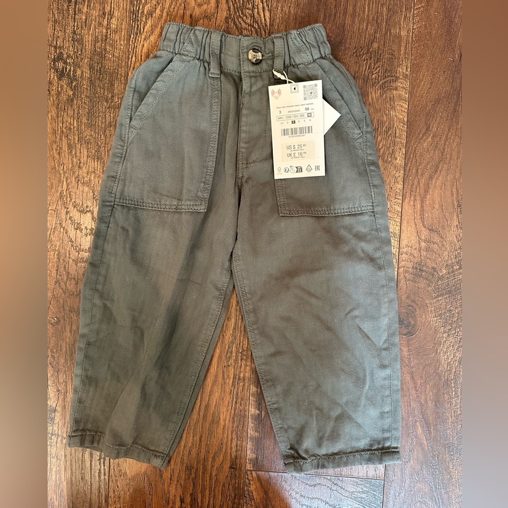 NWT Zara Kids Olive Girls Pants Size 3 Years